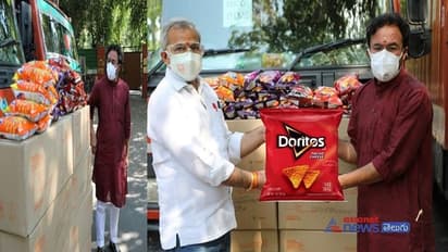 కరోనా వేళ పేదలకు చిప్స్ ప్యాకెట్లు పంచిన మంత్రి కిషన్ రెడ్డి