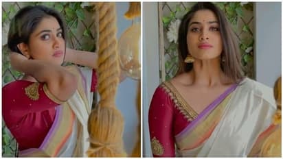 மை ஓமன குட்டி... கேரளா சேலையில் ரசிகர்களை சுழட்டி போட்ட ஷிவானி..! சுற்றித்தான் போடணும்..!