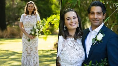 Evelyn Sharma marries Tushaan Bhindi, looks ethereal in all-white wedding dress; check pictures