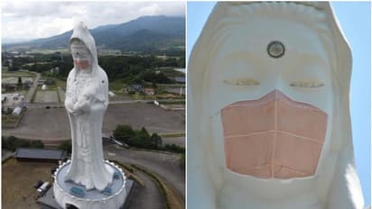 കൊവിഡ് അവസാനിക്കാൻ ബുദ്ധമത ദേവതയുടെ പ്രതിമയിൽ മാസ്ക് ധരിപ്പിച്ച് ജപ്പാൻ