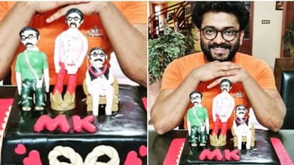 കേക്കിൽ 'സൈക്കിൾ ലൂയിസും മീശ മാധവനും'; സ്നേഹസമ്മാനത്തിന് സന്തോഷം പങ്കുവച്ച് മണിക്കുട്ടൻ