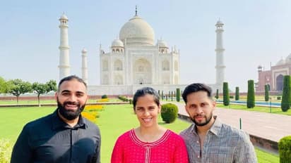 साइना ने किया ताजमहल का दीदार, खूबसूरती की हुईं मुरीद. पति के साथ डायना बेंच पर क्लिक कराई फोटो