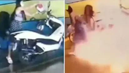 Thai woman takes revenge, sets fire on ex-boyfriend’s Rs 23 lakh worth bike; watch the video