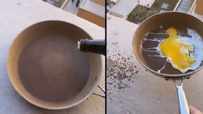 പൊള്ളുന്ന വെയിലില്‍ ബുള്‍സൈ തയ്യാറാക്കുന്ന യുവതി!; വീഡിയോ