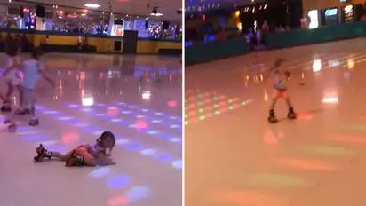 4-year-old falls down while skating in a race, what she did next will win your heart; watch video