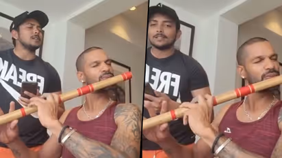 Shikhar Dhawan plays flute while Prithvi Shaw croons Bollywood hit number; watch video