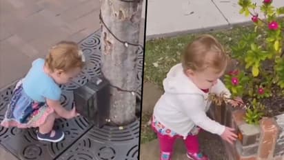 Baby born during pandemic thinks everything is a sanitising station; watch adorable video