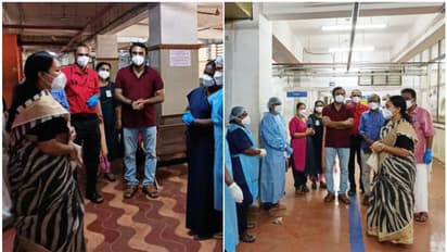 അവധി ഉപേക്ഷിച്ച് ആശുപത്രിയിലെത്തി, ഒപി ബ്ലോക്ക് വൃത്തിയാക്കി ജീവനക്കാര്; അഭിനന്ദിച്ച് മന്ത്രി