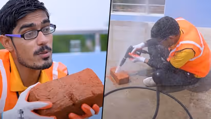 Man cutting brick with water will surprise you; Watch viral video