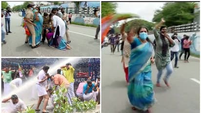 ശശീന്ദ്രന്റെ രാജിക്കായി നിയമസഭയിലും തെരുവിലും പ്രതിഷേധം, ജലപീരങ്കി, കണ്ണീർ വാതകം; അറസ്റ്റ്