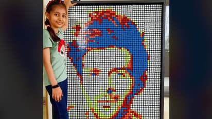 Watch: Little girl's mosaic portrait of Kartik Aaryan with Rubik's Cubes wins the hearts of netizens
