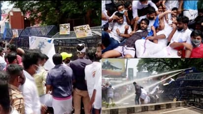 ശിവൻകുട്ടിയുടെ രാജി ആവശ്യപ്പെട്ടുള്ള കെഎസ്‍യു നിയമസഭാ മാർച്ചിൽ സംഘർഷം; അറസ്റ്റ്