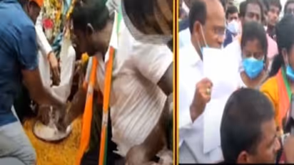 ముందు నేను వాళ్ల కాళ్లు మొక్కా.. ఆ తర్వాతే నా కాళ్లు కడిగించుకున్నా: పాలాభిషేకం వివాదంపై ఈటల స్పందన