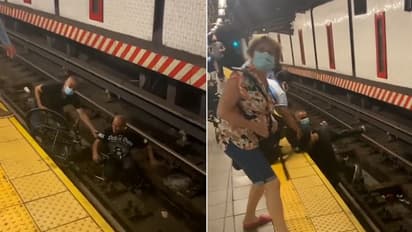 Man rescues wheelchair-bound man who fell on subway train tracks in New York; netizens react