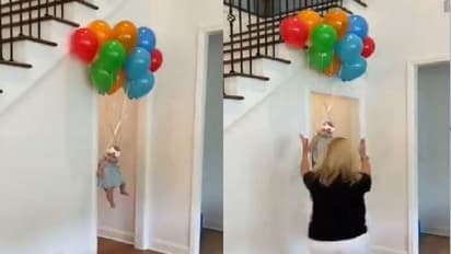 ಬಲೂನ್ ಮೂಲಕ ಮೇಲಕ್ಕೆ ಹಾರಿದ ಪುಟ್ಟ ಕಂದಮ್ಮ; ರಕ್ಷಿಸಲು ಬಂದ ತಾಯಿಗೆ ಕಾದಿತ್ತು ಅಚ್ಚರಿ!