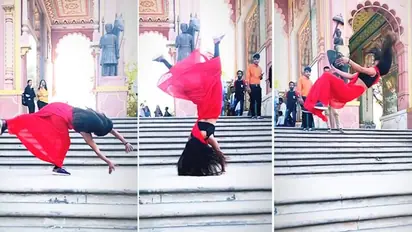 Woman from Rajasthan's Jaipur does backflips wearing a saree; leaves netizens amazed