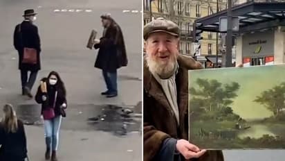 Watch: Old man tries to sell his painting on Paris streets; what happens next will melt your heart