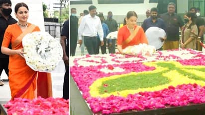 Kangana Ranaut pays tribute at former CM J Jayalalithaa's memorial in Chennai ahead of Thalaivii release