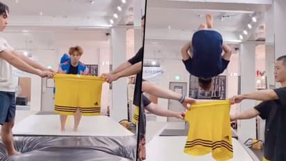 Man desires to wear shorts by jumping into it; find out what happens