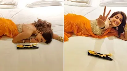Pooja Hegde looks elegant in orange saree, shares cute picture with award