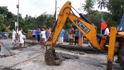 കാലടി പാലത്തിലെ കുഴി, നാട്ടുകാരുടെ സമരത്തോടെ പരിഹാരം, അറ്റകുറ്റപണി തുടങ്ങി, എംഎല്എയെ നാട്ടുകാര് തടഞ്ഞു