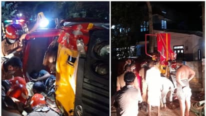 മാലിന്യ ടാങ്കർ മറിഞ്ഞ് അപകടം; നിയന്ത്രണം തെറ്റിയ ‍ടാങ്കർ മതിൽ തകർത്തു; മൂന്നുപേർക്ക് പരിക്ക്