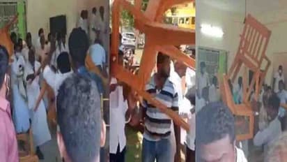 கார்த்தி சிதம்பரம் முன்னிலையில் வேஷ்டி உருவும் கோஷ்டி கட்சி மோதல்.. தூக்கி எறிந்த நாற்காலிகள்.. மண்டை உடைப்பு