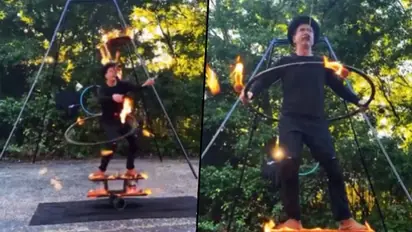 Man’s juggling performance with fire surprises netizens; watch video