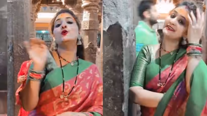 லைக்கு வாங்க கோயிலுக்குள் சினிமா பாடலுக்கு குத்தாட்டம் போட்ட இளம்பெண்… போலிஸார் வைத்த ஆப்பு…!