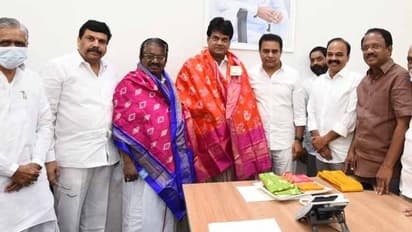 కేటీఆర్తో డిఎంకె ఎంపీల భేటీ: నీట్ రద్దుపై స్టాలిన్ లేఖ అందజేత