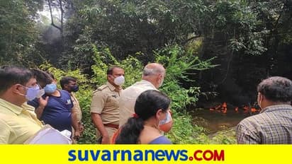 ಯಲ್ಲಾಪುರ: ರಾಸಾಯನಿಕ ಟ್ಯಾಂಕರ್ ಉರುಳಿ ತೋಟ, ಕಾಡಿಗೆ ಬೆಂಕಿ