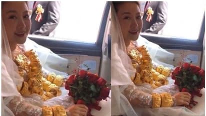 വിവാഹത്തിന് 60 കിലോ സ്വർണ്ണം അണിഞ്ഞ് വധു, സമ്മാനമായി ഭർത്താവ് നൽകിയതെന്ന് വിശദീകരണം