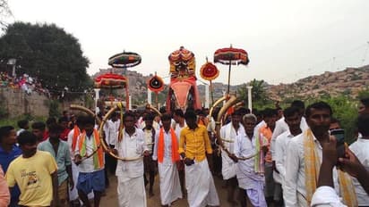 ಗಂಗಾವತಿ: ಹೇಮಗುಡ್ಡದಲ್ಲಿ ಸಂಭ್ರಮದ ಅಂಬಾರಿ ಮೆರವಣಿಗೆ