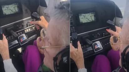 'ഇതൊക്കെ എന്ത്!', വിമാനം പറത്തി 'പാര്ക്കിന്സണ്സ്' രോഗം ബാധിച്ച 84-കാരി; വീഡിയോ വൈറല്