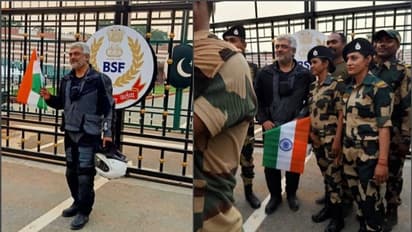 ദേശീയ പതാകയേന്തി അജിത്ത് കുമാര്‍; ബിഎസ്എഫ് സൈനികര്‍ക്കൊപ്പം വാഗ അതിര്‍ത്തിയില്‍