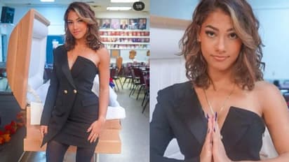 അച്ഛന്‍റെ ശവസംസ്കാര ചടങ്ങിൽ നിന്നുള്ള ചിത്രം പങ്കുവച്ച് മോഡൽ; 'ട്രോളി' സോഷ്യല്‍ മീഡിയ!