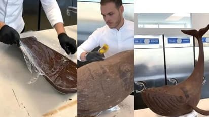 ഇത് ചോക്ലേറ്റ് കൊണ്ടുള്ള ഭീമൻ തിമിംഗലം; വീഡിയോ പങ്കുവച്ച് ഷെഫ്