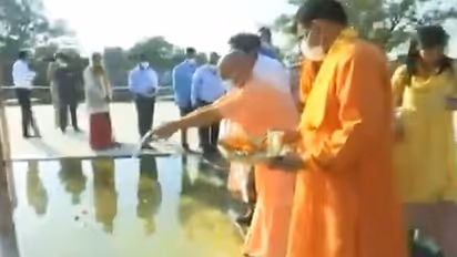 CM Yogi performs 'Jal Abhishek' with Kabul river water sent by Afghan girl at Ram Janmabhoomi in Ayodhya
