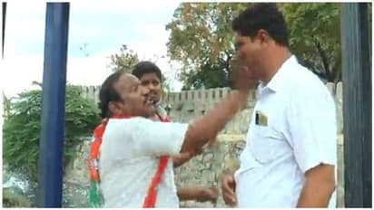 போலீஸ்காரரை பளாரென கன்னத்தில் அறைந்த பாஜக தலைவர்... மன்னிப்பு கேட்க மாட்டேன் எனத் தெனாவெட்டு..!