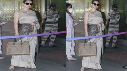 Kangana Ranaut देसी अवतार में आई नजर, साड़ी और ब्लैक गॉगल्स में ढाह रही थीं कहर