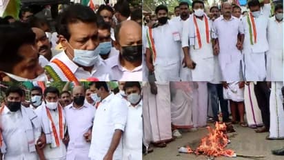 JoJu| കാറാക്രമിച്ച കേസിൽ ടോണി ചമണിയടക്കമുള്ളവർ കീഴടങ്ങി, ജോജുവിൻ്റെ കോലം കത്തിച്ച് കോൺഗ്രസ് പ്രവർത്തകർ