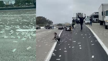 സുരക്ഷാ വാഹനത്തിന്റെ വാതില് തുറന്ന് റോഡില് വീണത് നോട്ട് കെട്ടുകളടങ്ങിയ ബാഗ്, പണമെടുത്തവര് കുടുങ്ങും