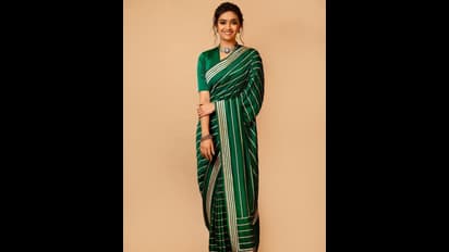 Keerthy Suresh: வழவழப்பான பச்சை நிற சேலையில்... கியூட் புன்னகையால் சுண்டி இழுக்கும் கீர்த்தி சுரேஷ்!