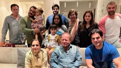 Salman Khan poses with step mother Helen, mom Salma and others at dad Salim Khan's birthday bash, check out