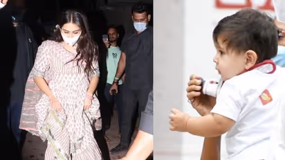 Sara Ali Khan, her step brother baby Jeh and more spotted in Mumbai [PHOTOS]