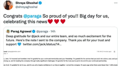 Twitter CEO Parag Agrawal: ಬಾಲ್ಯದ ಗೆಳೆಯನ ಬಗ್ಗೆ ಶ್ರೇಯಾ ಘೋಷಾಲ್ ಸಂಭ್ರಮ