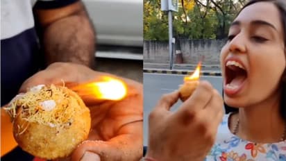 Food Video : ഫയര്‍ ഗോല്‍ഗപ്പ കഴിക്കുന്ന പെണ്‍കുട്ടി; തീക്കളിയെന്ന് ഭക്ഷണപ്രേമികൾ