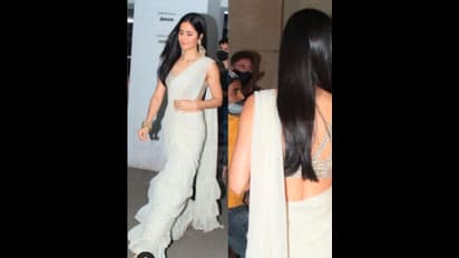 Katrina Kaif spotted at Vicky Kaushal's home: ಮದುವೆಗೆ ಮುನ್ನಾದಿನ ಬಿಳಿ ಸೀರೆಯಲ್ಲಿ ಕತ್ರೀನಾ, ಮುಖದಲ್ಲಿ ವಧುವಿನ ಕಳೆ