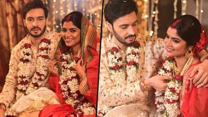 Sayantani Ghosh weds Anugrah Tiwari: Actress ditched wedding lengha; donned classic red Banaras saree