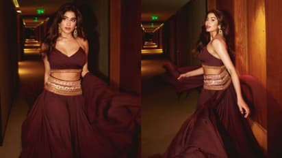 Janhvi Kapoor : മെറൂൺ ലെഹങ്കയില്‍ മനോഹരിയായി ജാൻവി കപൂർ; ചിത്രങ്ങള്‍